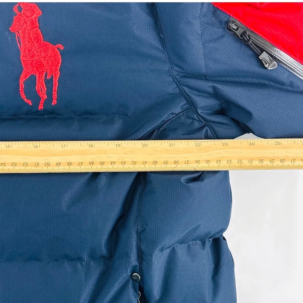 Polo Ralph Lauren Big Pony Down Puffer Red Navy Jacket Coat Mens‎ Size Large